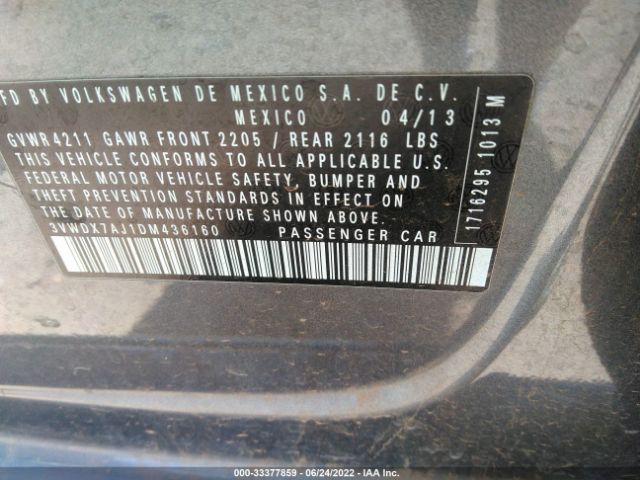 Photo 8 VIN: 3VWDX7AJ1DM436160 - VOLKSWAGEN JETTA SEDAN 