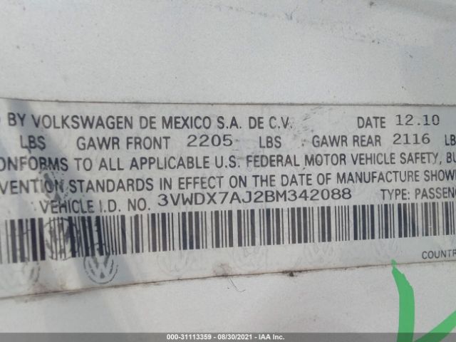 Photo 8 VIN: 3VWDX7AJ2BM342088 - VOLKSWAGEN JETTA SEDAN 