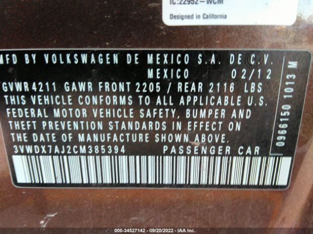 Photo 8 VIN: 3VWDX7AJ2CM385394 - VOLKSWAGEN JETTA SEDAN 