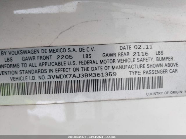 Photo 8 VIN: 3VWDX7AJ3BM361359 - VOLKSWAGEN JETTA 