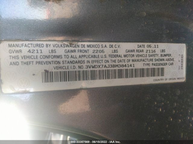 Photo 8 VIN: 3VWDX7AJ3BM384141 - VOLKSWAGEN JETTA SEDAN 