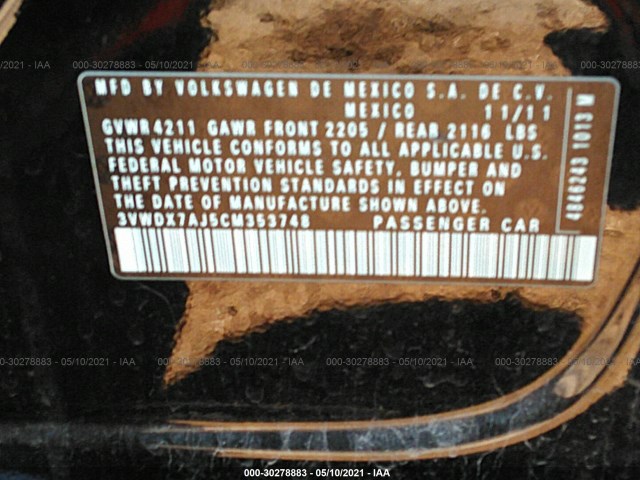 Photo 8 VIN: 3VWDX7AJ5CM353748 - VOLKSWAGEN JETTA SEDAN 