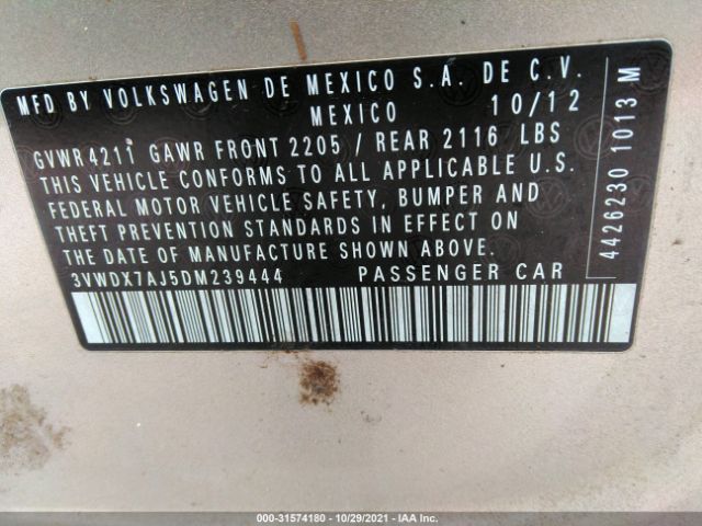 Photo 8 VIN: 3VWDX7AJ5DM239444 - VOLKSWAGEN JETTA SEDAN 