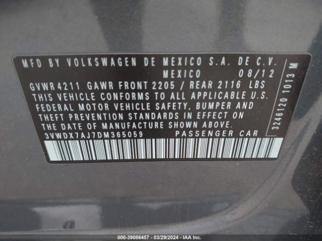 Photo 8 VIN: 3VWDX7AJ7DM365059 - VOLKSWAGEN JETTA 