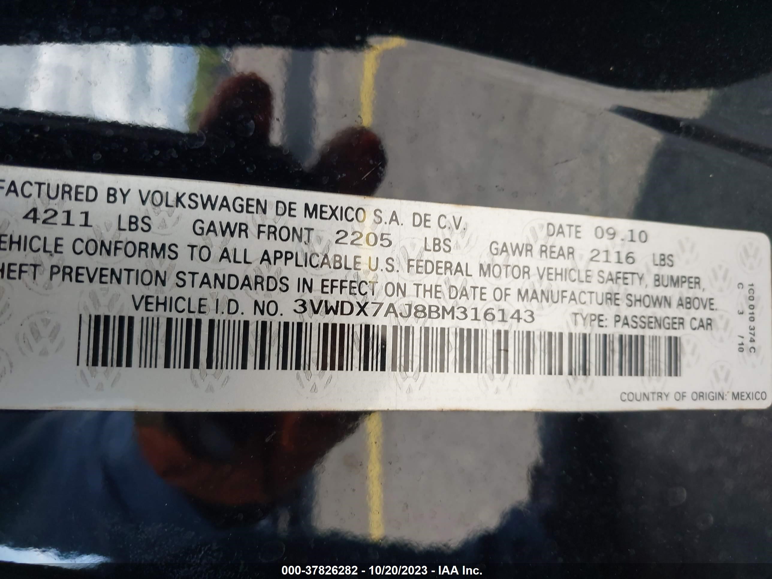 Photo 8 VIN: 3VWDX7AJ8BM316143 - VOLKSWAGEN JETTA 