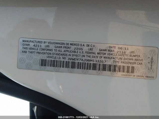 Photo 8 VIN: 3VWDX7AJ9BM133317 - VOLKSWAGEN JETTA SEDAN 