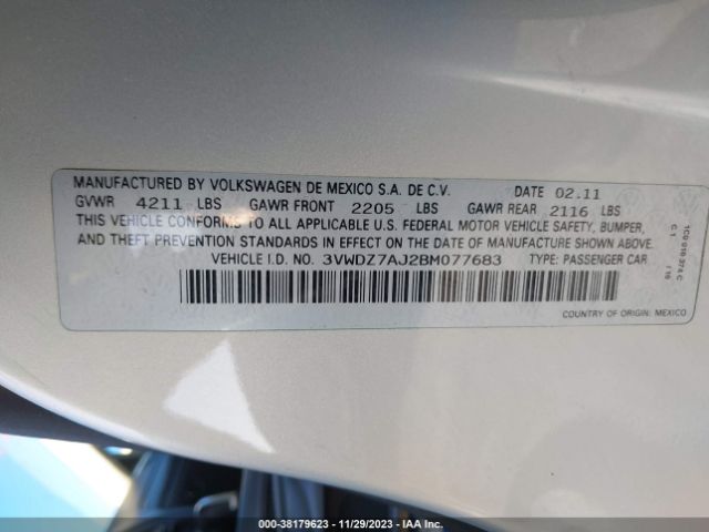 Photo 8 VIN: 3VWDZ7AJ2BM077683 - VOLKSWAGEN JETTA 