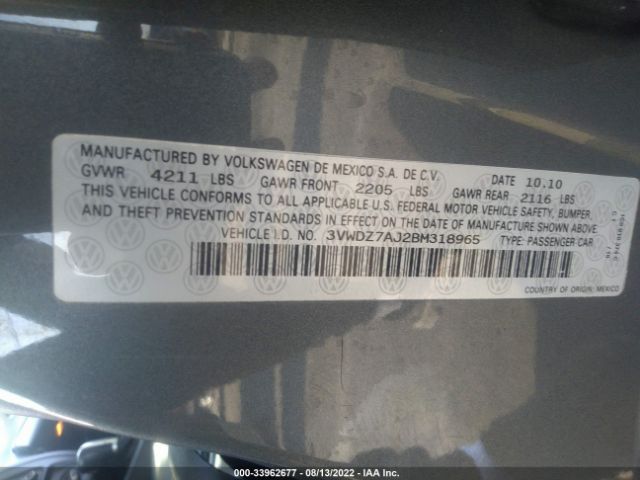 Photo 8 VIN: 3VWDZ7AJ2BM318965 - VOLKSWAGEN JETTA SEDAN 