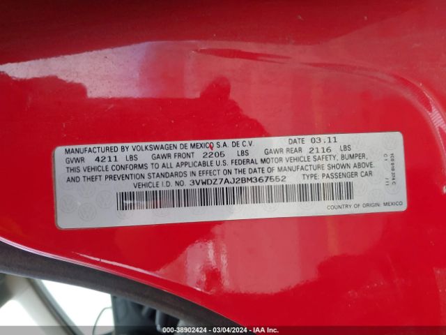 Photo 8 VIN: 3VWDZ7AJ2BM367552 - VOLKSWAGEN JETTA 