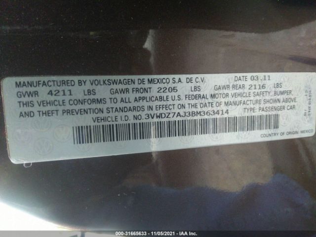 Photo 8 VIN: 3VWDZ7AJ3BM363414 - VOLKSWAGEN JETTA SEDAN 