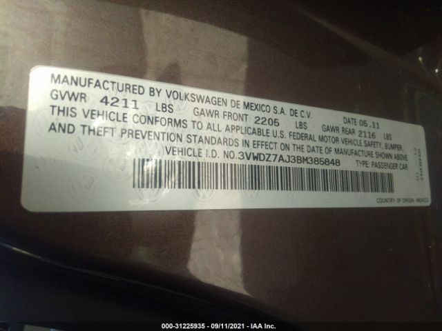 Photo 8 VIN: 3VWDZ7AJ3BM385848 - VOLKSWAGEN JETTA SEDAN 