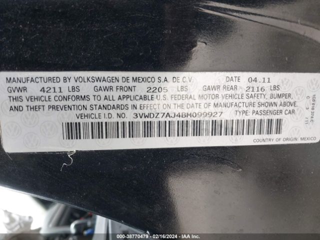 Photo 8 VIN: 3VWDZ7AJ4BM099927 - VOLKSWAGEN JETTA 