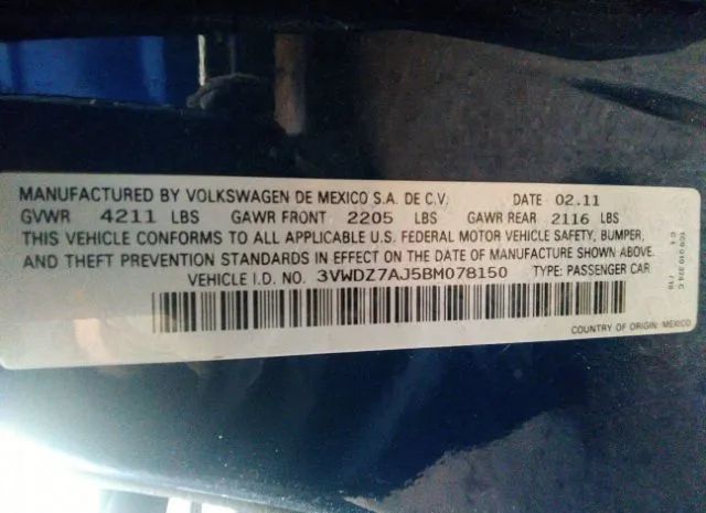 Photo 8 VIN: 3VWDZ7AJ5BM078150 - VOLKSWAGEN JETTA SEDAN 