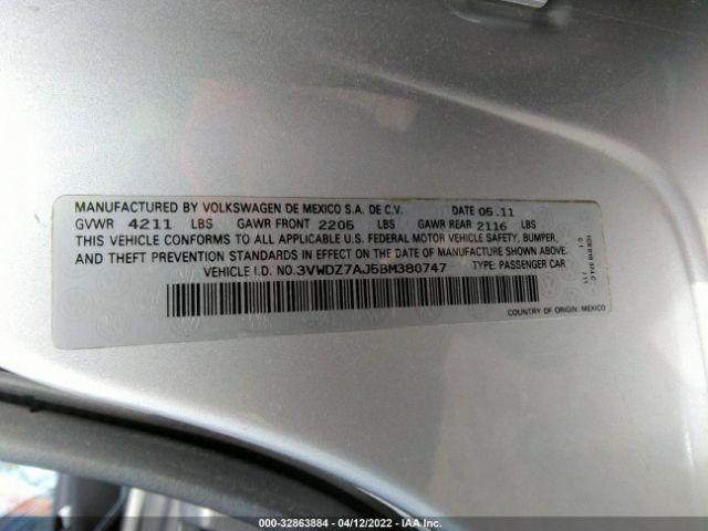 Photo 8 VIN: 3VWDZ7AJ5BM380747 - VOLKSWAGEN JETTA SEDAN 