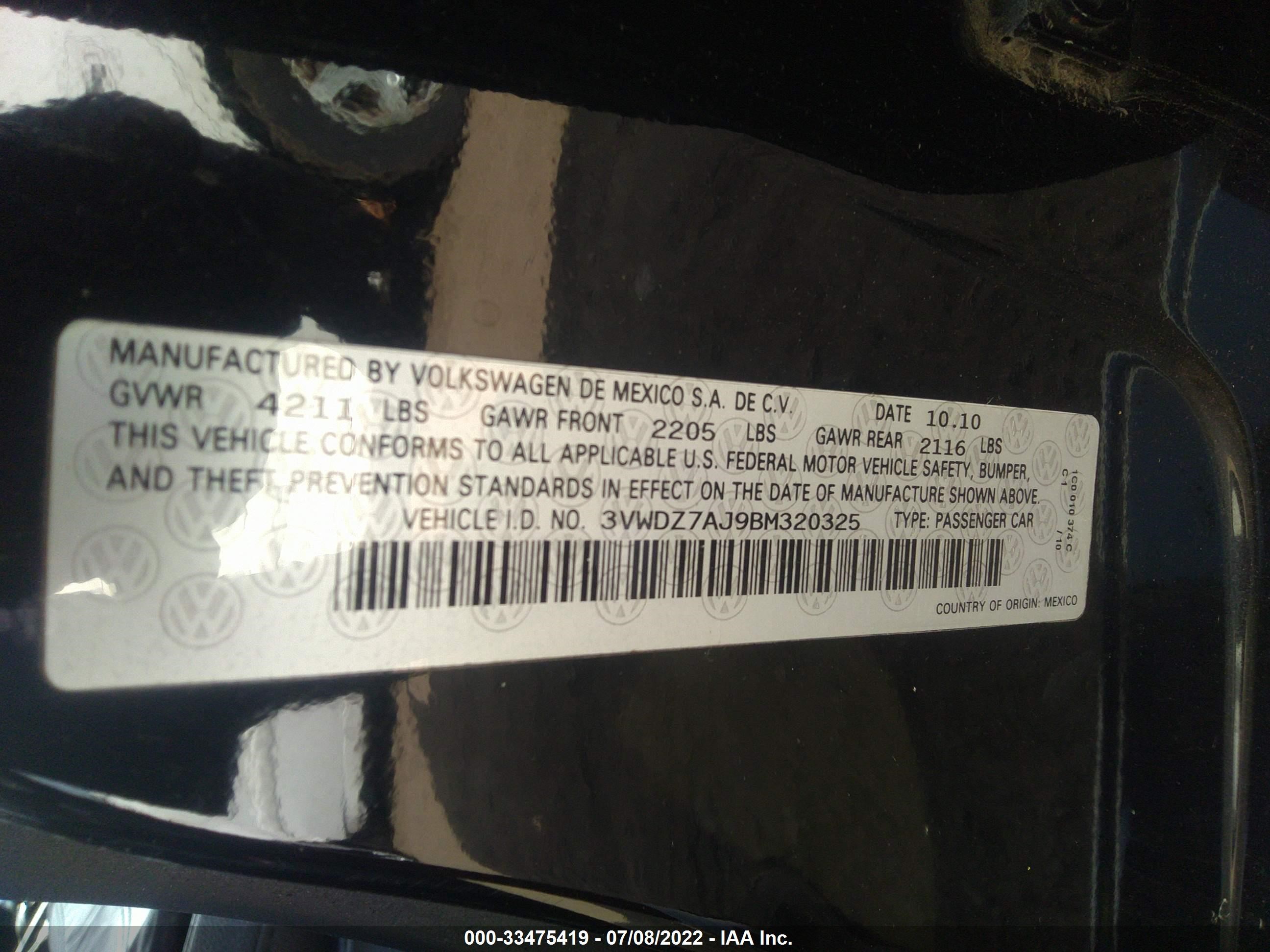 Photo 8 VIN: 3VWDZ7AJ9BM320325 - VOLKSWAGEN JETTA 