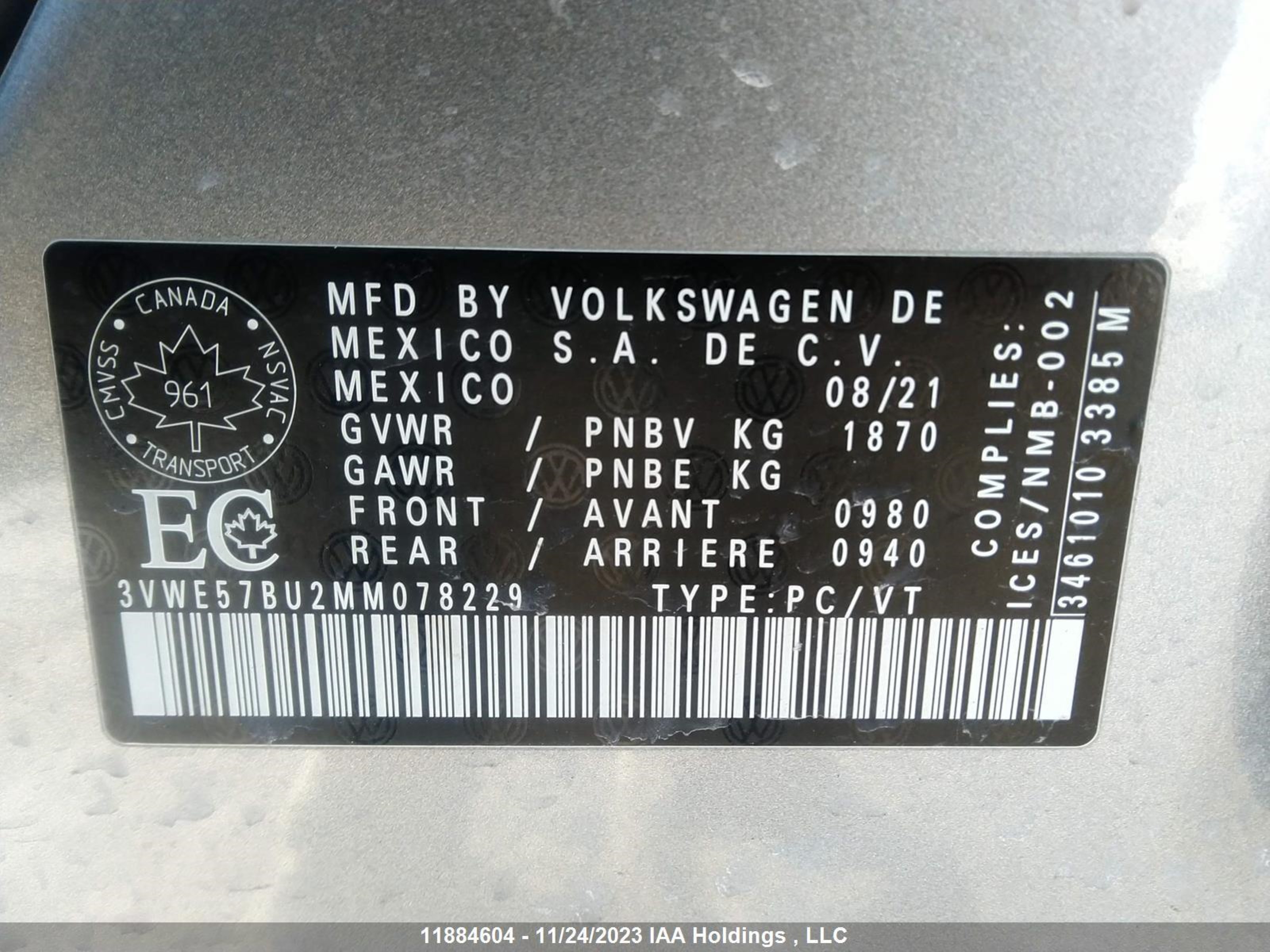 Photo 8 VIN: 3VWE57BU2MM078229 - VOLKSWAGEN JETTA 