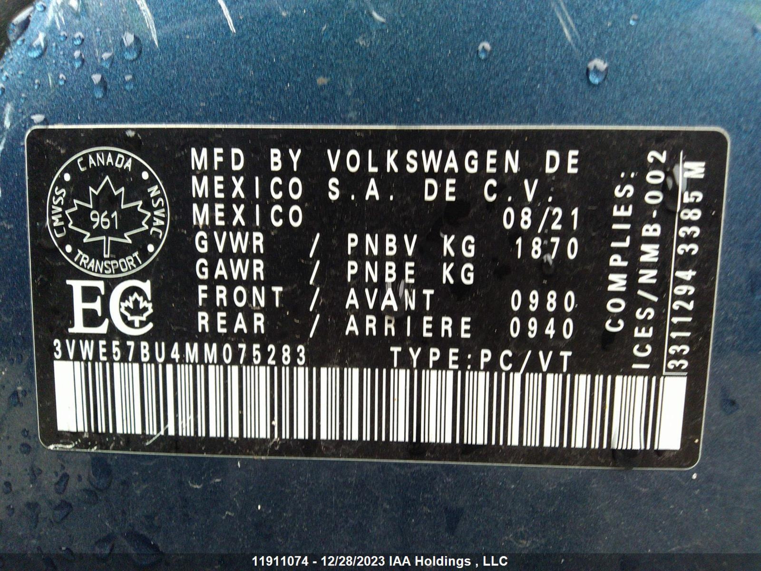 Photo 8 VIN: 3VWE57BU4MM075283 - VOLKSWAGEN JETTA 