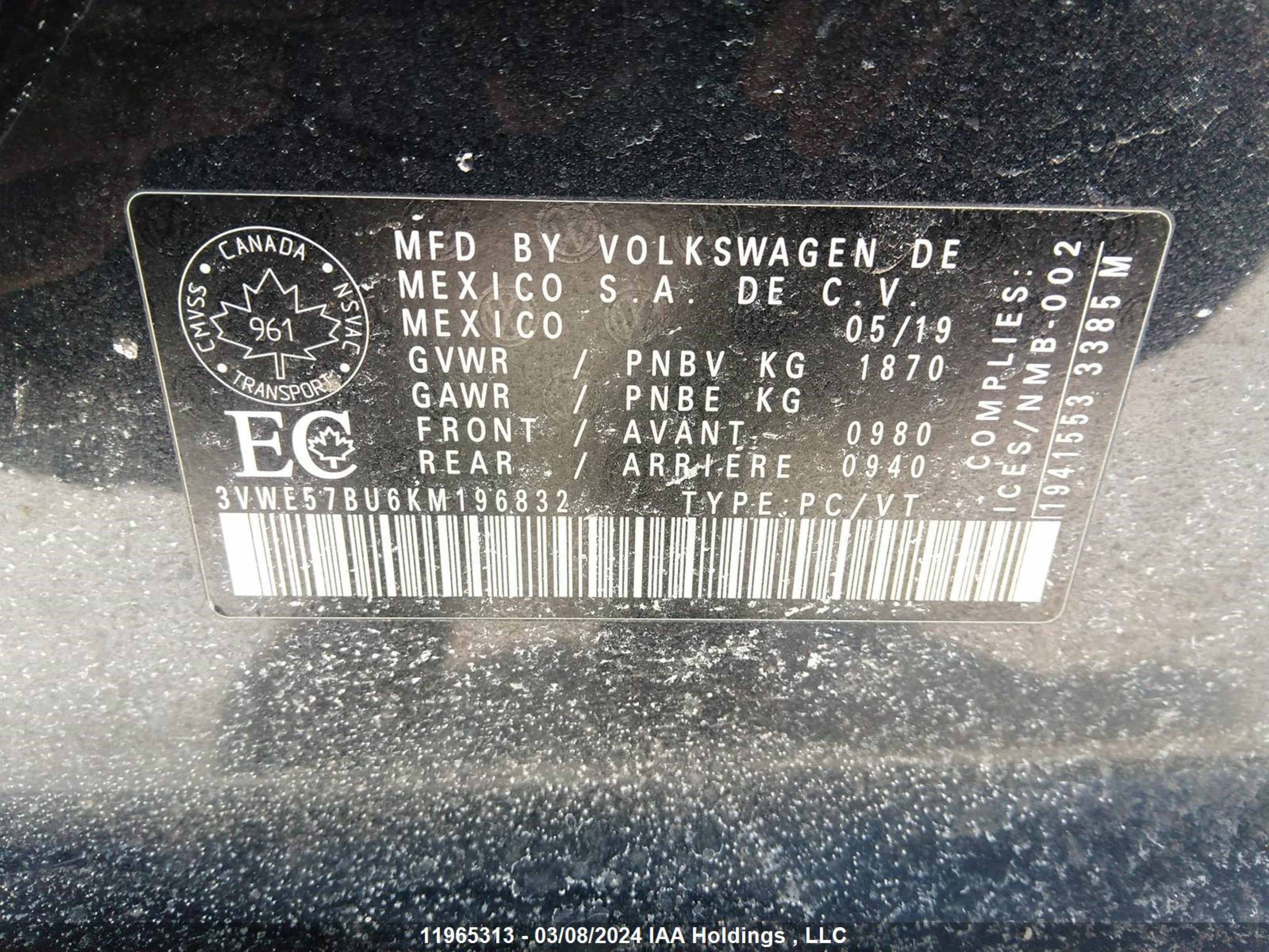 Photo 8 VIN: 3VWE57BU6KM196832 - VOLKSWAGEN JETTA 