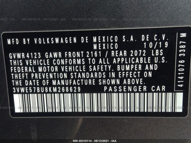 Photo 8 VIN: 3VWE57BU8KM268629 - VOLKSWAGEN JETTA 