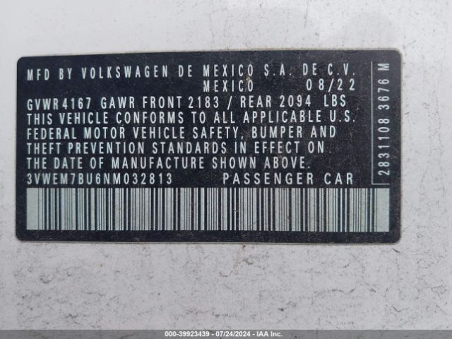 Photo 8 VIN: 3VWEM7BU6NM032813 - VOLKSWAGEN JETTA 