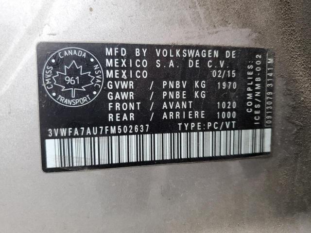 Photo 11 VIN: 3VWFA7AU7FM502637 - VOLKSWAGEN GOLF 