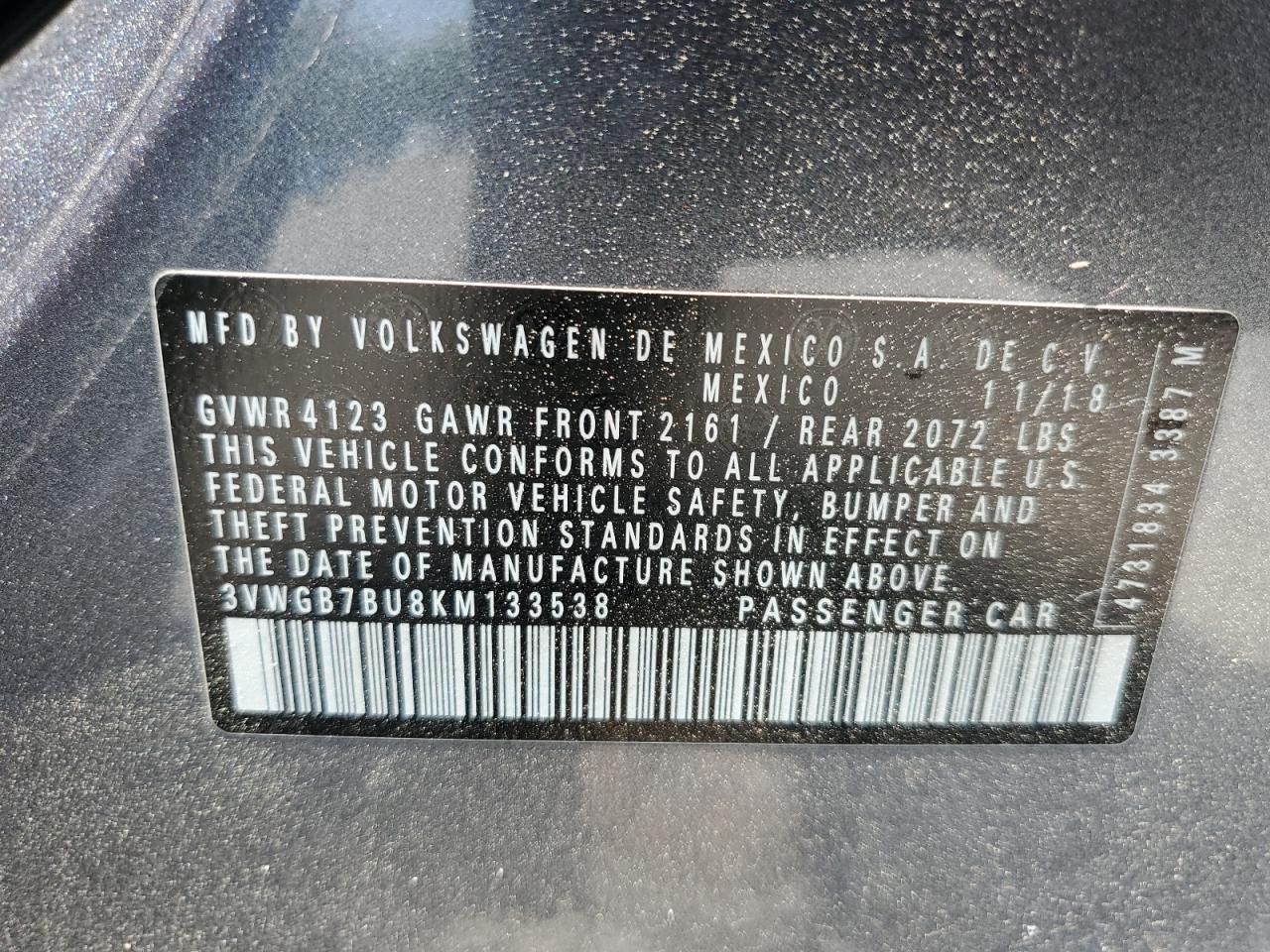 Photo 11 VIN: 3VWGB7BU8KM133538 - VOLKSWAGEN JETTA 