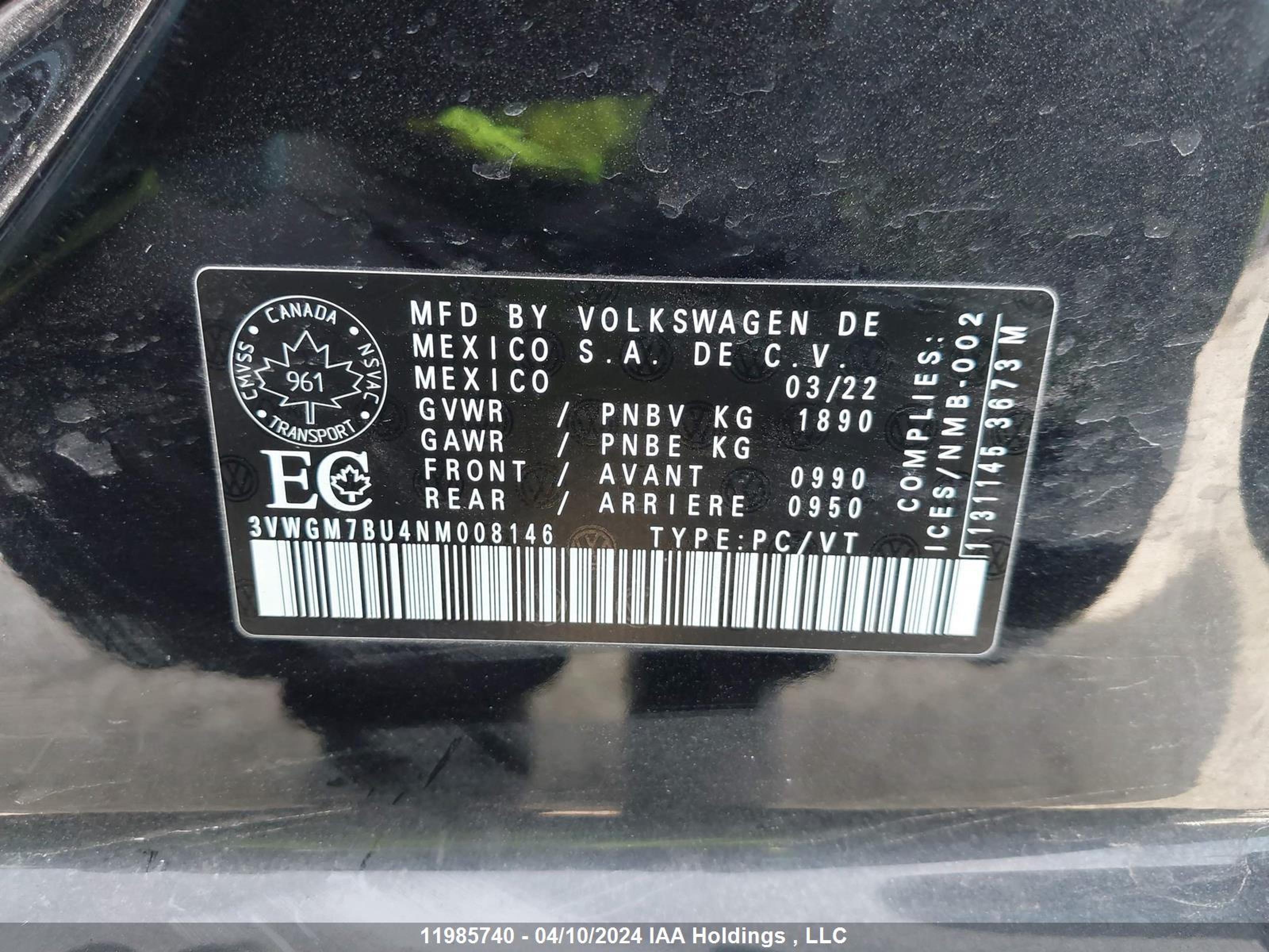 Photo 8 VIN: 3VWGM7BU4NM008146 - VOLKSWAGEN JETTA 