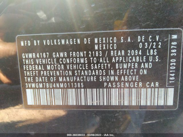 Photo 8 VIN: 3VWGM7BU4NM011385 - VOLKSWAGEN JETTA 