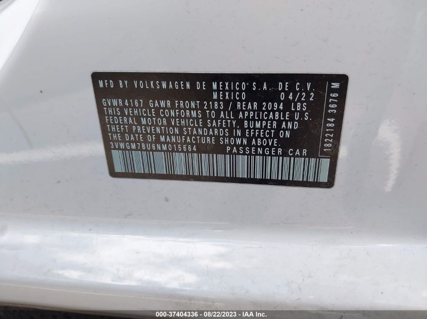 Photo 8 VIN: 3VWGM7BU6NM015664 - VOLKSWAGEN JETTA 