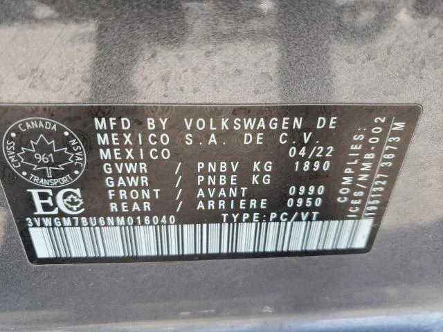 Photo 12 VIN: 3VWGM7BU6NM016040 - VOLKSWAGEN JETTA SEL 