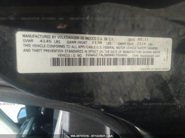 Photo 8 VIN: 3VWGZ7AJ8BM076065 - VOLKSWAGEN JETTA SEDAN 