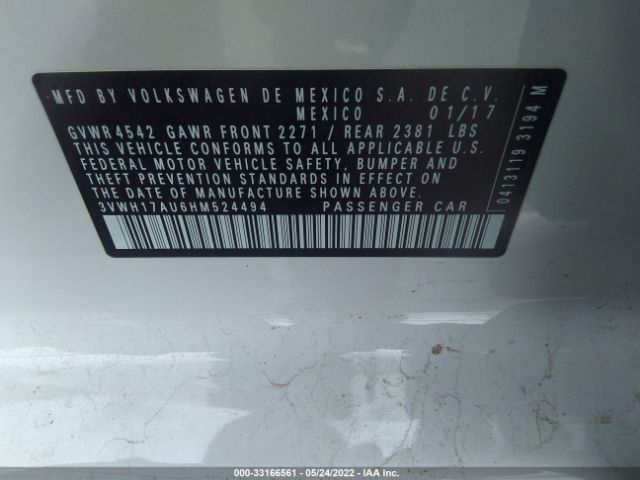 Photo 8 VIN: 3VWH17AU6HM524494 - VOLKSWAGEN GOLF 