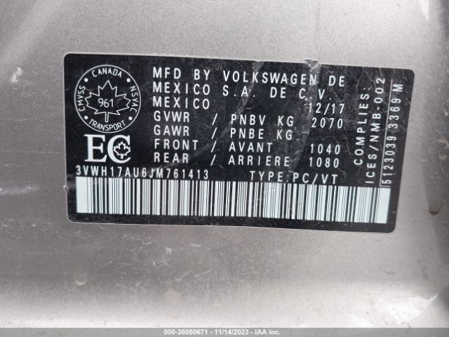 Photo 8 VIN: 3VWH17AU6JM761413 - VOLKSWAGEN GOLF ALLTRACK 