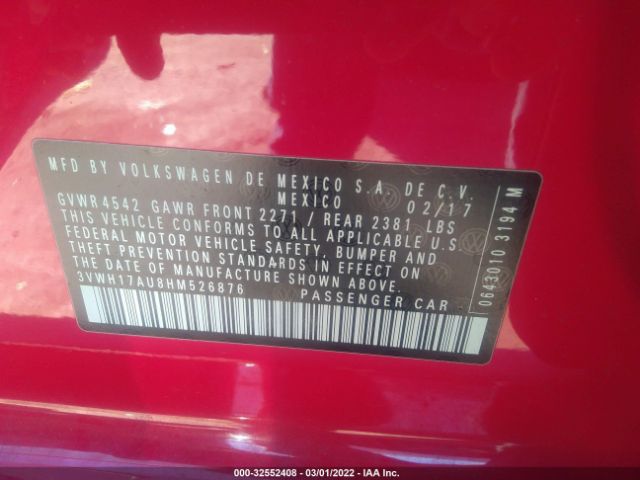 Photo 8 VIN: 3VWH17AU8HM526876 - VOLKSWAGEN GOLF 