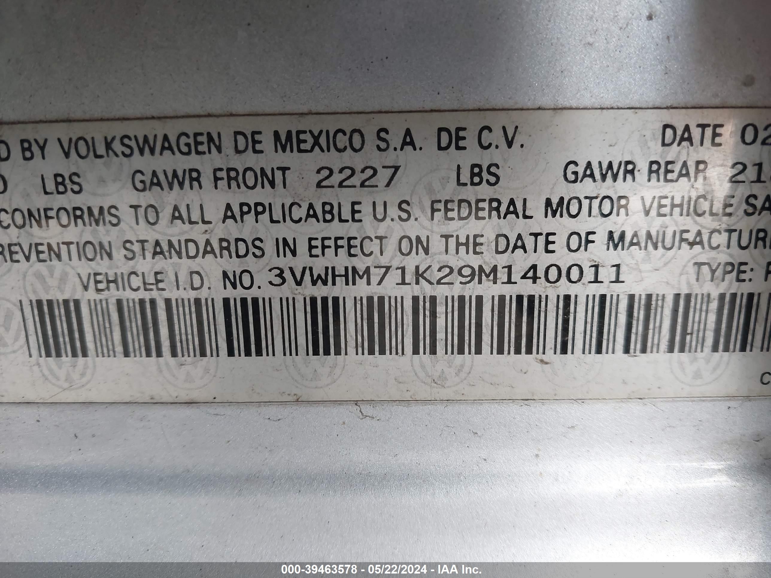 Photo 8 VIN: 3VWHM71K29M140011 - VOLKSWAGEN JETTA 