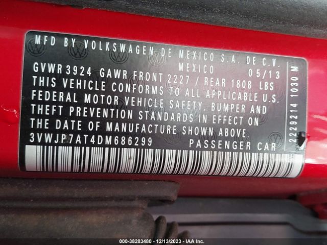 Photo 8 VIN: 3VWJP7AT4DM686299 - VOLKSWAGEN BEETLE 