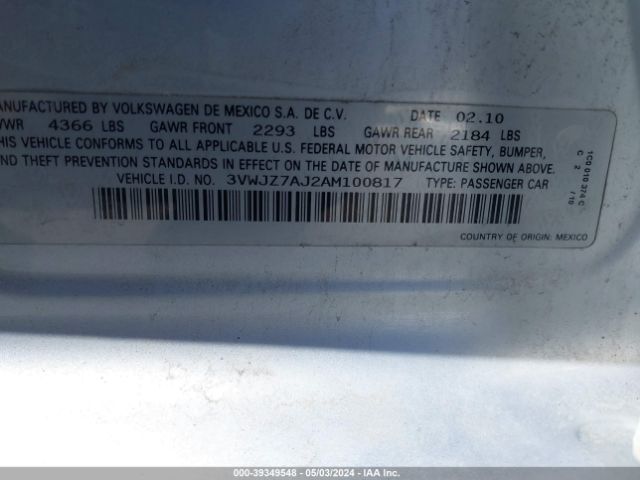 Photo 8 VIN: 3VWJZ7AJ2AM100817 - VOLKSWAGEN JETTA 