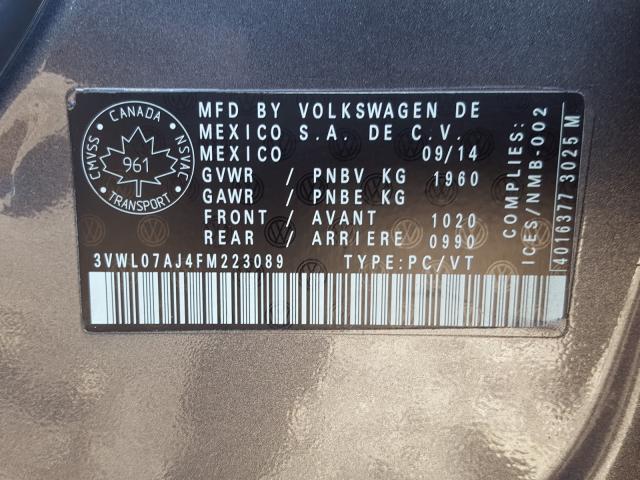 Photo 9 VIN: 3VWL07AJ4FM223089 - VOLKSWAGEN JETTA SEL 