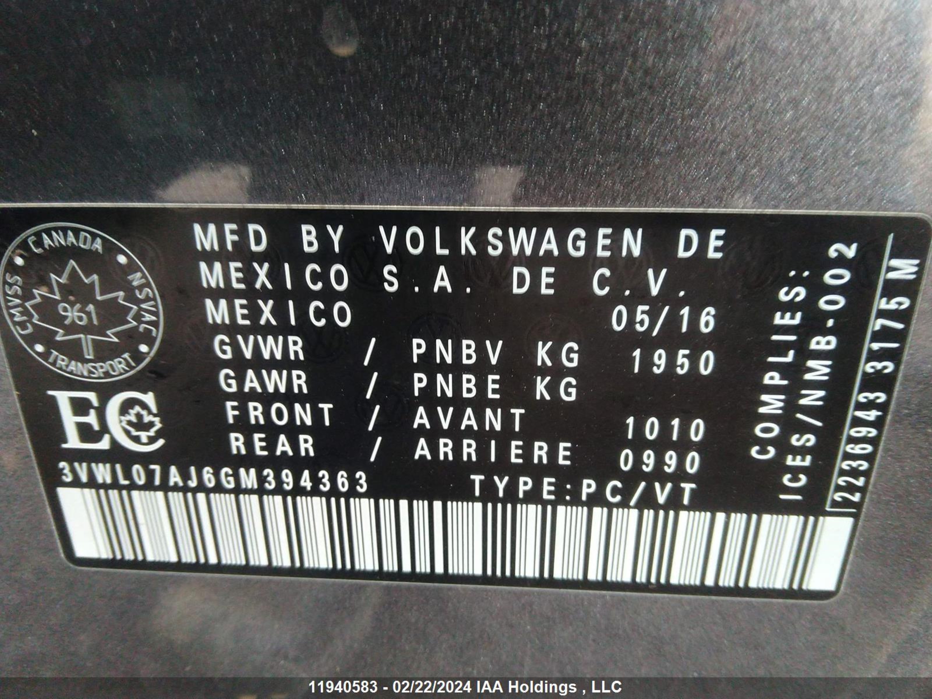 Photo 8 VIN: 3VWL07AJ6GM394363 - VOLKSWAGEN JETTA 