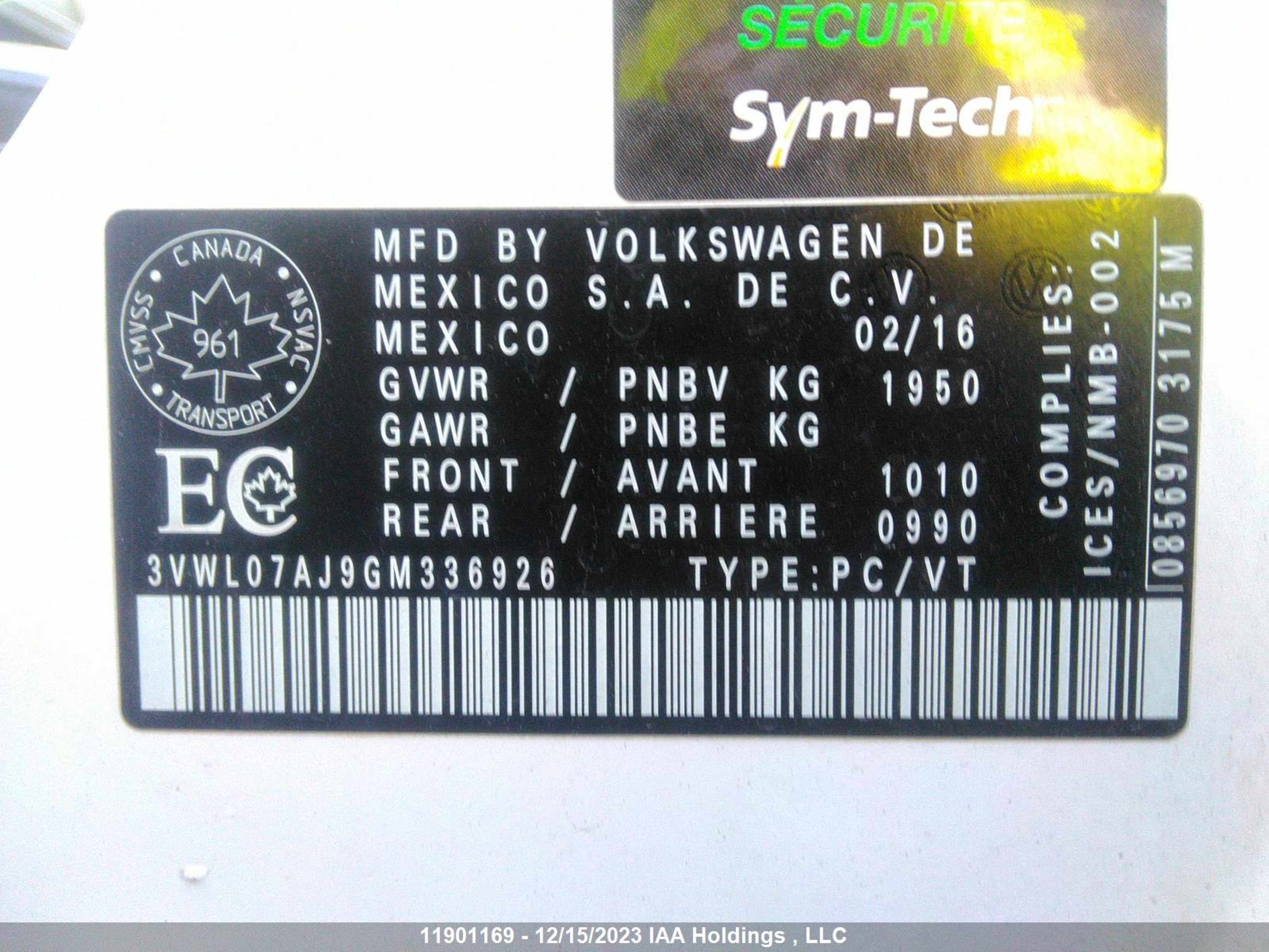 Photo 8 VIN: 3VWL07AJ9GM336926 - VOLKSWAGEN JETTA 