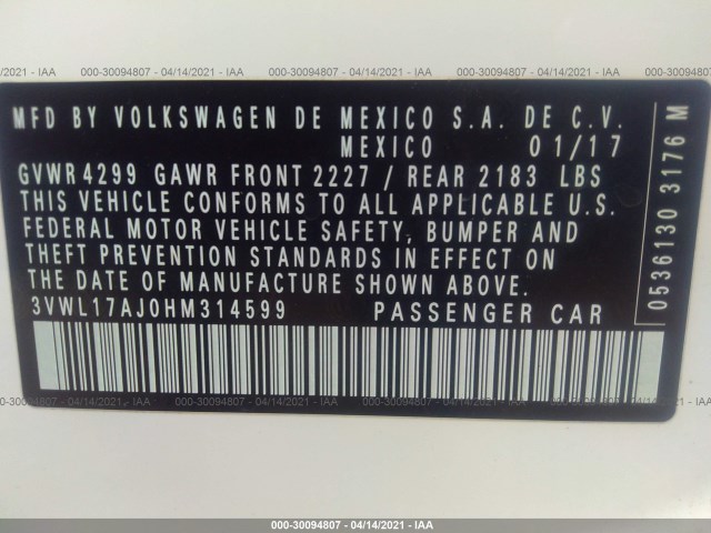 Photo 8 VIN: 3VWL17AJ0HM314599 - VOLKSWAGEN JETTA 