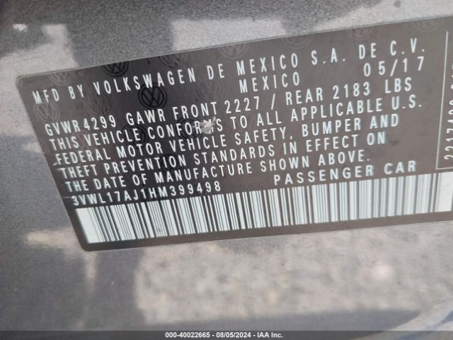 Photo 8 VIN: 3VWL17AJ1HM399498 - VOLKSWAGEN JETTA 