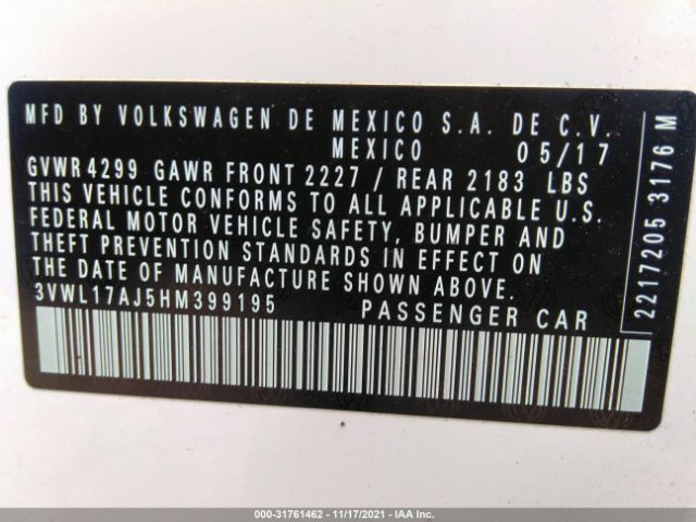 Photo 8 VIN: 3VWL17AJ5HM399195 - VOLKSWAGEN JETTA 