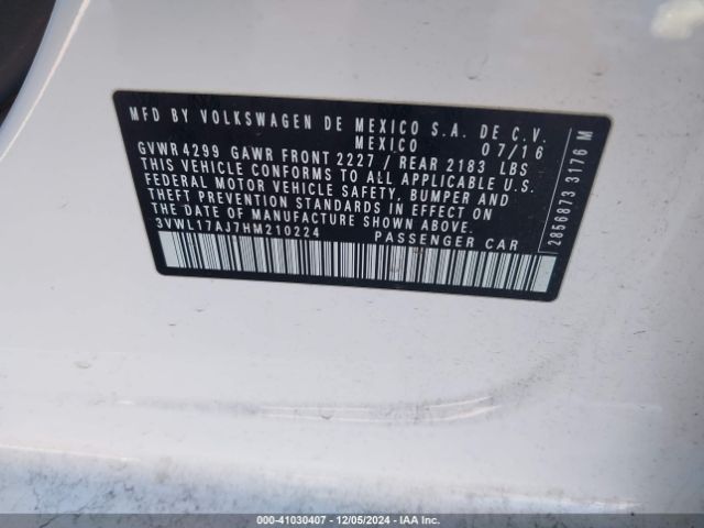 Photo 8 VIN: 3VWL17AJ7HM210224 - VOLKSWAGEN JETTA 