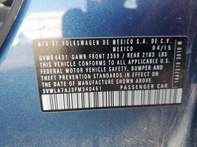 Photo 12 VIN: 3VWLA7AJ3FM340451 - VOLKSWAGEN JETTA TDI 