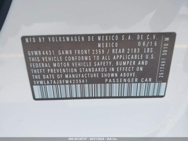 Photo 8 VIN: 3VWLA7AJ8FM423941 - VOLKSWAGEN JETTA 