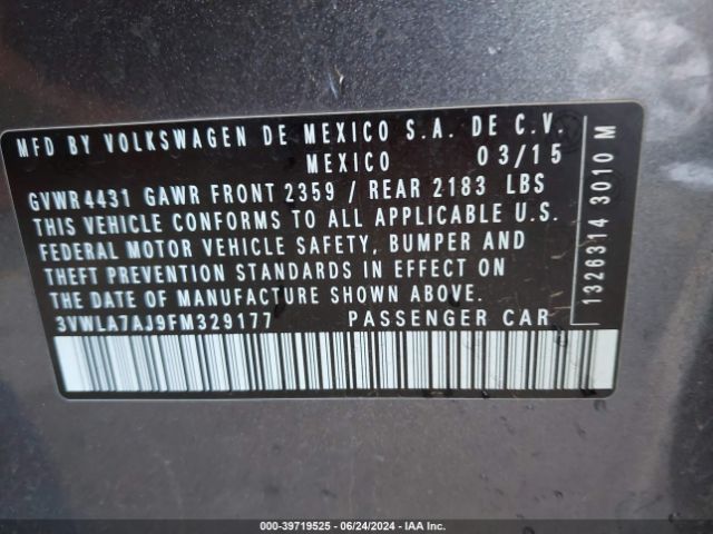 Photo 8 VIN: 3VWLA7AJ9FM329177 - VOLKSWAGEN JETTA 