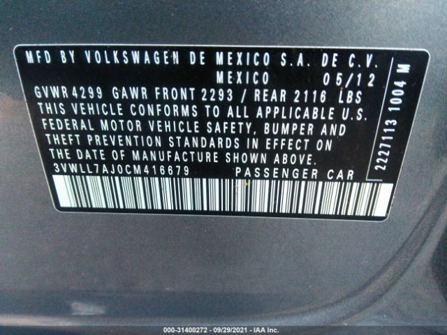 Photo 8 VIN: 3VWLL7AJ0CM416679 - VOLKSWAGEN JETTA SEDAN 