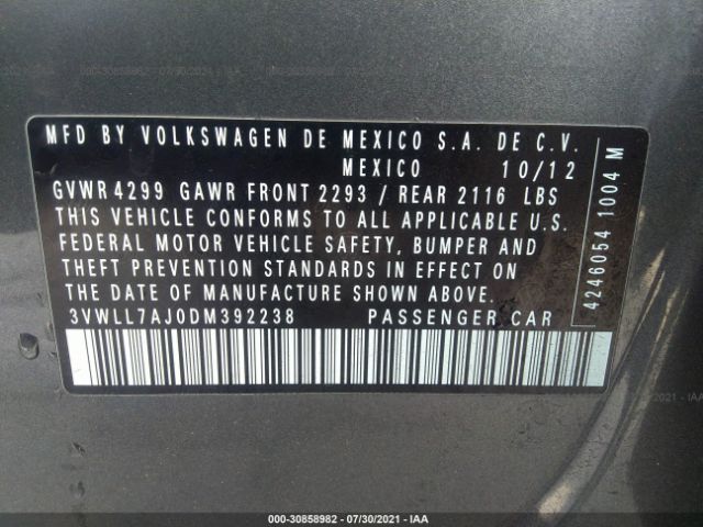 Photo 8 VIN: 3VWLL7AJ0DM392238 - VOLKSWAGEN JETTA SEDAN 