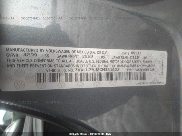 Photo 8 VIN: 3VWLL7AJ2CM331522 - VOLKSWAGEN JETTA SEDAN 